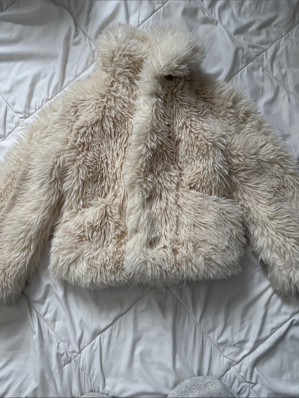 Cream Faux Fur Kids Jacket - Plush Cozy Coat